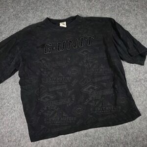 G-Unit T-Shirt Black All Over Print Motors Embroidered Y2K Hip Hop Rap Mens 3XB